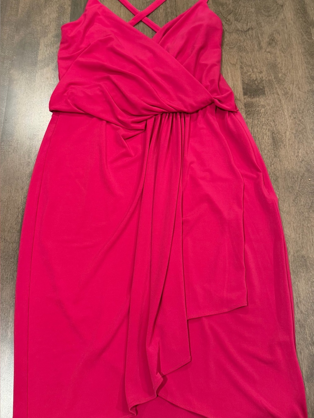 Boston Proper Women’s Fuchsia Wrap-Front Dress with Crossback Straps